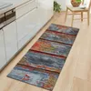 Tapis 1pcs moderne simple motif de bois imprimé tapis de sol cuisine salle de bain entrée porte antidérapante tapis décoration de la maison