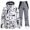 Sets 30 nieuwe mode heren en dames ijssneeuwjas + riem broek snowboardkleding waterdicht skipak sets draag winterkostuum