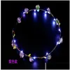 Hair Accessories 20Pcs/ Colorf Christmas Party Glowing Wreath Halloween Crown Flower Headband Women Girls Led Light Up Hair Hairband D Dh1Ai