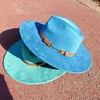 Fedora daim simple ceinture accessoires coeur haut large bord chapeau pour hommes et femmes panama fedora gorras para hombres 240219