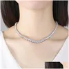 Smycken 2022 Top Sell Bride Tennis Necklace Sparkling Luxury Jewelry 18K White Gold Fill Round Cut Topaz Cz Diamond Gemstones Ins Wome Dhrfx