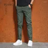 Мужские брюки LUKER CMSS, летние и осенние повседневные облегающие армейские зеленые мужские брюки с эластичной резинкой на талии, мужские брюки, размер 28-38 G3513