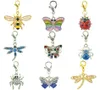 JINGLANG Breloques de mode avec fermoir mousqueton Dangle Mix Couleur Strass Libellule Papillon Araignée Insecte Série DIY Pendentifs Jewel5235431