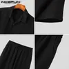 Men's Tracksuits 2023 Mens Solid Color Summer Harajuku Short sleeved Shirt and Pants 2PCS Retro Street Wear Mens Casual Set S-5XL Q240228