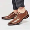 Dres Shoe Herren Herren-Dressing-Brogue-Schuh aus Leder, handgenähter Anzug, formelle Kleidung, Schnür-Derby-Busines, spitze Schuhe mit hohen Absätzen, 220723