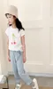 Kids Girls t shirts with denim Pants 2pcsets Fashion Girl cotton tshirts Toddler trousers Jeans suits26158227896