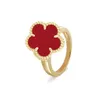Cluster Rings Luxury Jewelry Coppe-platingr-gold Natural Gems Four-Leaf/ Five-Leaf Flower Clover For Women Holiday Gifts