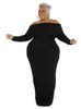 Wmstar grande taille robes femmes solide épaules nues à manches longues drapé moulante Stretch élégant Maxi robe en gros goutte 240228