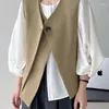 Women's Vests Vintage Temperament Suit Vest Female 2024 Autumn Korean Chic Small Fragrance One Button Waistcoat Loose V-neck Tops