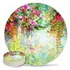 Tapetes de mesa con diseño de flores, acuarela, vid, rosa, gloria de la mañana, redondos, accesorios de cocina, posavasos de cerámica absorbentes