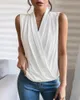 Camicette da donna Ninimour Donna Increspato Scollo a V Senza maniche Wrap Vest Top 2024 Estate Pullover T-shirt Donna Ropa Casual Camicie sexy