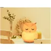 Andra inomhusbelysning Owl LED Night Light Touch Sensor Remote Control 9 Färger Dimble Timer USB Raddbar Sile Bedside Lamp för DH8XW