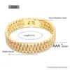 Hip Hop CZ pierre pavé Bling glacé bracelet de montre lien chaîne Bracelets bracelet pour hommes rappeur bijoux goutte Gold212l