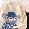 Dameshoodies Cartoon teddybeer trui met ronde hals voor mannen en vrouwen Loszittende top Gebreid paar bovenkleding