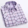 Plus Large Size 6XL 5XL 100% Cotton Mens Plaid Shirts Short Sleeve Thin Summer Luxury Standard Fit Checked Casual Shirt For Men 240219