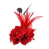 Brooches Fashion Women Brooch Feather Fabric Flower Broohes Pin Handmade Jewelry For Lady Trendy Hair Accesories