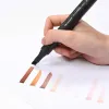 Marcadores 12 cores tons de pele marcador caneta conjunto cabeça dupla à base de álcool marcadores de arte profissional ponta da escova desenho canetas arte suprimentos