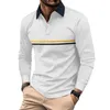 Men's Polos 2024 Men Stripe Long Sleeve Shirt Casual Simple Style