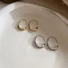 Hoop Earrings Korean Fashion Modern Women's Trend 2024 C Shaped Hoops Ear Piercing Gold Color Simple Female Jewelry Wholesale KCE011