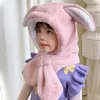 Rabbit Warm Knitted Hat Scarf Set Baby Winter s Caps Bonnet Kids Boys Girls Beanie Autumn Outdoor Accessories 240226