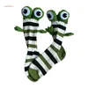 Women Socks Fashion Harajuku Y2K Colorblock Striped Cotton For Novelty Funny 3D Animal Eyes Ribbed Knit Middle Tube