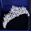 Baroque Luxury Rhinestone Beads Heart Bridal Tiara Crown Silver Crystal Diadem Veil Tiaras Wedding Hair Accessories Headpieces C19332k