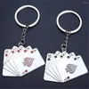 Keychains Poker Playing Cards Keychain Polished Metal Keyring Car Key Holder Bag Pendant Zinc Alloy Jewelry Travel Souvenir Gift