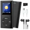 Lecteur Lecteur MP3 avec Bluetooth 5.0, lecteur de musique avec carte TF 32 Go, FM, écouteurs, lecteur de musique HiFi portable (noir)