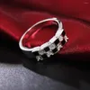 Cluster Rings Charms 925 Sterling Silver Fine Crystal Black Grid For Women Fashion Streetwear Party Gifts Wedding Designer Jewelry
