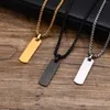 Pendant Necklaces Vnox Free Customized Bar For Men Women Stainless Steel Vertical With Box Chain Personalize Geometric Gift