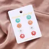 Stud Earrings 4 Pairs Colorful Rhinestone Flower Bowknot For Women Young Girls Sweet Cute Small Fashion Jewelry Set