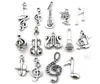 100st Mixed Charms Musical Guitar Note Piano French Horn Saxophone Antique Silver Pendant för att göra söta örhängen hängar Neckl9470138