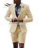 Suits Men's Business Holiday Short Pants Suits 2 Pieces Regular Fit Notch Lapel Solid Prom Pink Tuxedos for Wedding (Blazer+Pants)