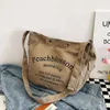 Letter Canvas Bag damski nowa moda TOTE TOG Studenci klasa duża pojemność torba crossbody świeże i słodkie