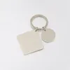 Keychains Mirror Polished Stainless Steel Key Chain Hanging Square Round Pendant Keyring For DIY Jewelry Making Keychain Wholesale 10pcs
