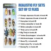 Lockar fluefiske flugor set 6 st humla biet gräshoppa chub skalbagge torra flugor realistiska insekt lockar för piketrout lure kit flyfishing