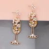 Dangle Earrings Vintage Imitation Pearl Set Rhinestone Wine Glass Shape Pendant For Women Fashion Personality Earring Jewelry