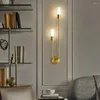 Lampada da parete Nordic Led Soggiorno Moderno Semplice Oro Creativo Sfondo Corridoio Corridoio Camera da letto Comodino Doppia Testa G9