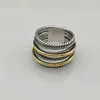 مصمم فرقة عتيقة DY Twisted Band Rings للنساء الرجال مع الماس 925 الجنيه الاسترليني الفضة عباد الشمس الفاخرة 14K الذهب الذهب الجريمة الأحجار الكريمة الخاتم gifty24