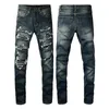 Jeans Miri Jeans Diseñador Bordado Moda Moda Men de estilo de mezclilla de lujo Biker desgastado Biker Black Blue Jean Slim Fit