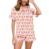 Pyjama imprimé singe pour femme avec boutons à manches courtes chemise graphique amusante ensemble de pyjama 2 pièces sous-vêtements à manches courtes 240301