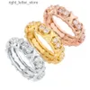 Ringar Europe America Fashion Style Lady Women mässing Graverad T Letter 18K Guldpläterad sexton Stone Diamonds Ring Rings Size US6-US9292O 240229