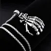 Wolf Tide Skeleton Hand Bone Grab Pendant Necklace Long Stainless Steel Chain Halloween Gifts Punk Gothic Hip Hop Necklaces Men's Party Jewelry Bijoux Wholesale