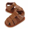 0-18M geborene Babyschuhe Jungen und Mädchen Sommer PU weiche Gummisohle rutschfeste Babyschuhe für den ersten Schritt Babysandalen 240229