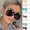 LVSE Solglasögon Solglasögon Brand Punk Round Women Fashion Large Frame Sun Glasses Female Metal Retro Designer Vintage V Shape