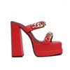 Kapcie Sexy High Heels Platforma damska 2024 Letnie slajdy muły buty imprezowe łańcuch taneczny czarne czerwone sandały duże wielkość marka