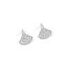 2024 Fashion Women Luxury Designer Pendant Chain Halsband Bröllop Jewelryneedle Dress Fan Shaped Diamond Simple Earrings