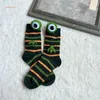 Women Socks Fashion Harajuku Y2K Colorblock Striped Cotton For Novelty Funny 3D Animal Eyes Ribbed Knit Middle Tube