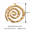 Charms 3pcs Stainless Steel Circle Spiral Pattern Embossed Gold Plated DIY Necklace Earrings Handmade Jewelry Making Accessories