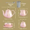 Tea Set Cream Jar Coffee Tea Filter Coffeeware Teaware 8 Oz Cup Saucer Serverar 6 portioner med tekanna Sugar Bowl Tools Kitchen 240227